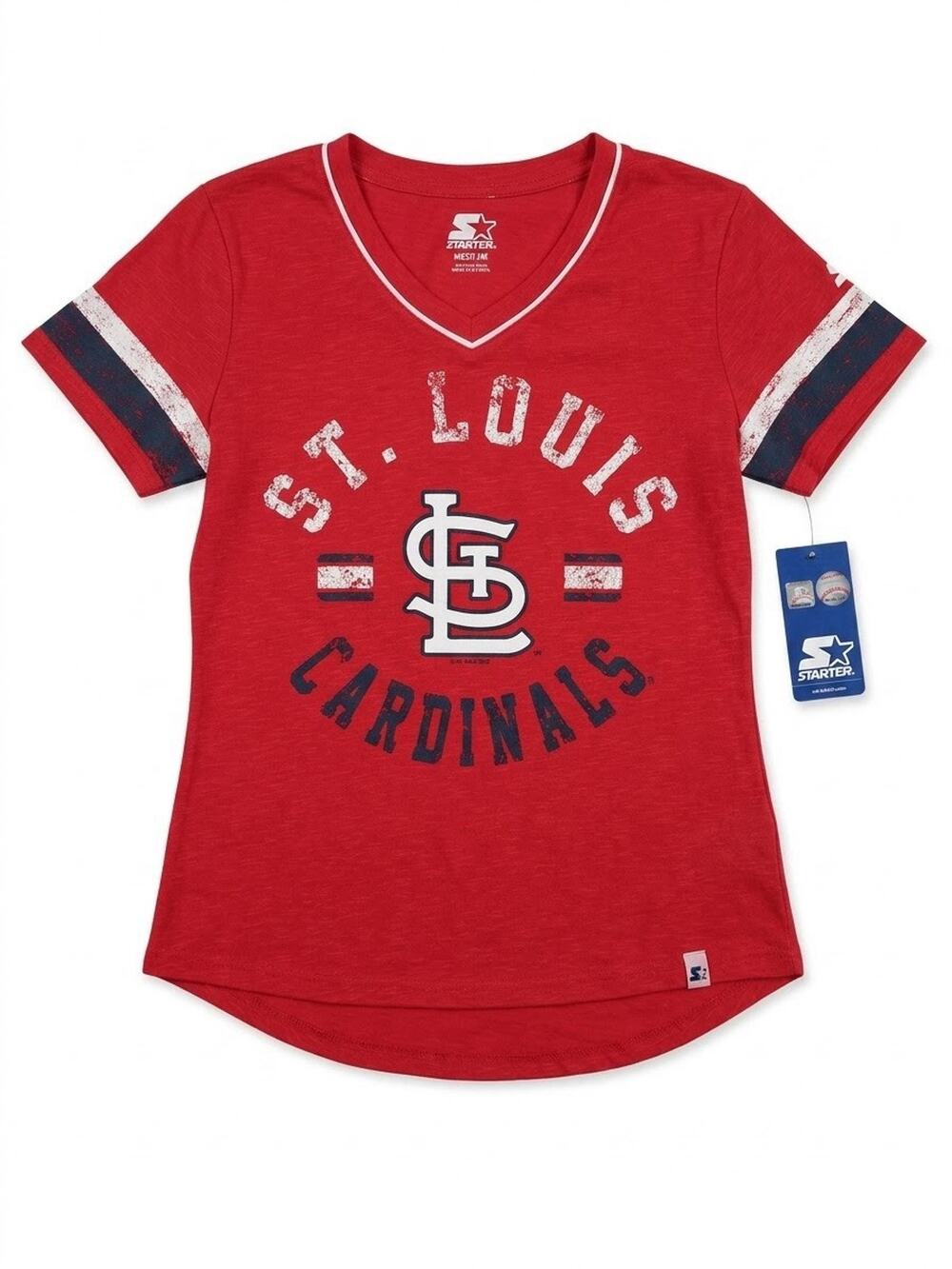 Women's St. Louis Cardinals Heathered Red Starter V-Neck Shirt - NWT